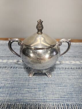 Vintage F.B. Rogers Silver Co Footed Covered Sugar Bowl Silverplate Ornate